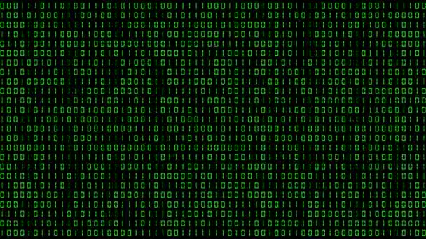 纯黑色背景上的数字绿色二进制数字模式 — 图库视频影像