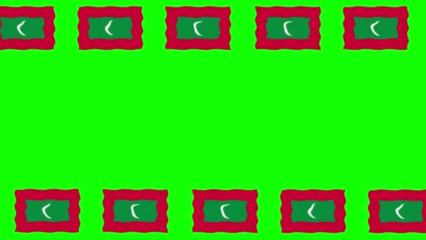 Verplaatsen Van Malediven Vlaggen Decoratieve Frame Groen Scherm Achtergrond — Stockvideo