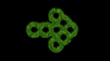 Düz siyah arkaplan üzerinde yeşil çimen etkisi olan ok sembolü