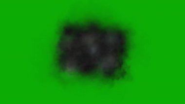 Yeşil ekran arkaplan ile yanıp sönen siyah duman hareketi grafikleri
