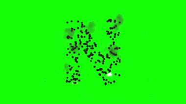 İngiliz alfabesi N yeşil ekran arkaplanındaki kurşun çekimleriyle oluşturuldu