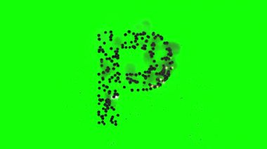İngilizce alfabe P yeşil ekran arkaplanındaki kurşun çekimleriyle oluşturuldu