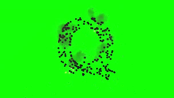 グリーンスクリーンの背景に弾丸ショットによって形成された英語のアルファベットQ — ストック動画