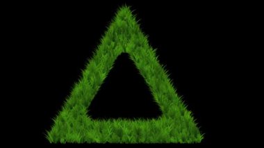 Düz siyah arkaplan üzerinde yeşil çimen etkisi olan üçgen şekil