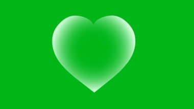Yeşil ekran arkaplanlı beyaz şeffaf kalp hareketi grafikleri