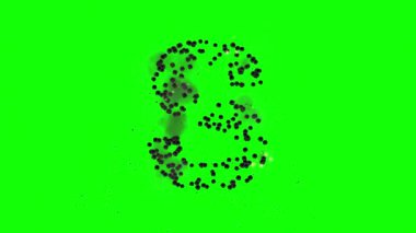 İngilizce alfabe S yeşil ekran arkaplanındaki kurşun çekimleriyle oluşturuldu