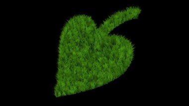 Sade siyah arkaplanda yeşil çimen etkisi olan yaprak sembolü