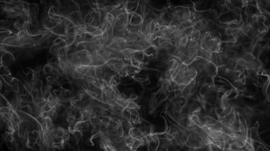 Artan beyaz duman hareketi grafikleri düz siyah arkaplan