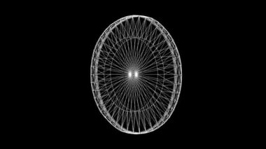 Düz siyah arkaplan üzerinde 3D kablo dairesel şekil döndürülüyor