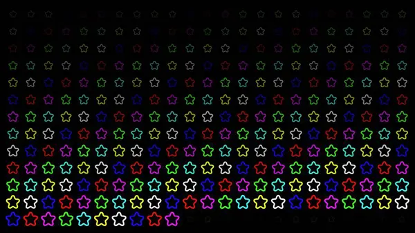 Düz siyah arkaplan üzerindeki renkli yıldızların güzel çizimi