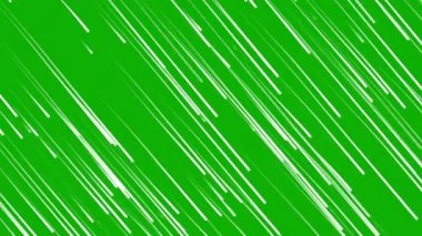Düşen beyaz çizgiler yeşil ekran arka planına sahip hareket grafikleri