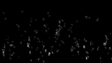 Sade siyah arkaplan ile yükselen su altı kabarcıkları hareket grafikleri
