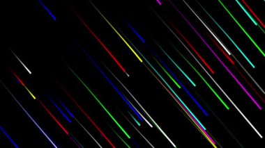 Düşen renkli çizgiler düz siyah arkaplan ile hareket grafikleri