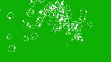 Yeşil ekran arkaplanlı çizgi film kabarcıkları hareket grafikleri