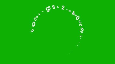 Yeşil ekran arkaplanlı sayısal sayılar çember hareket grafikleri