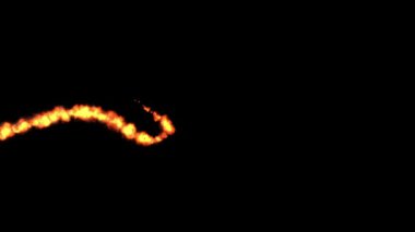 Düz siyah arkaplan ile yıldız yolunda öfkeli ateş