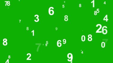 Yeşil ekran arkaplanı olan beyaz sayıların hareket grafikleri