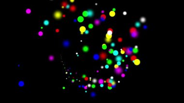Sade siyah arkaplan ile renkli bokeh parçacıkları hareket grafikleri