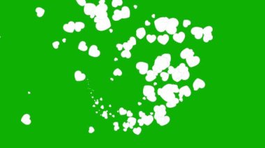 Beyaz kalp yeşil ekran arkaplanlı hareket grafiklerini şekillendirir