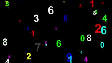 Sade siyah arkaplan ile renkli dijital sayı hareket grafikleri