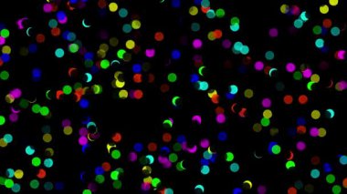 Sade siyah arkaplan ile renkli bokeh parçacıkları hareket grafikleri