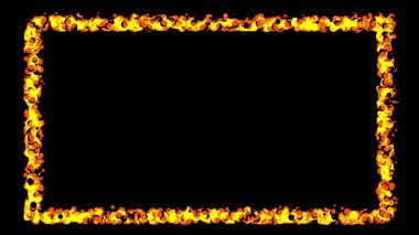 Düz siyah arkaplan üzerinde ateş parçacıkları dekoratif çerçeve güzel resimleme