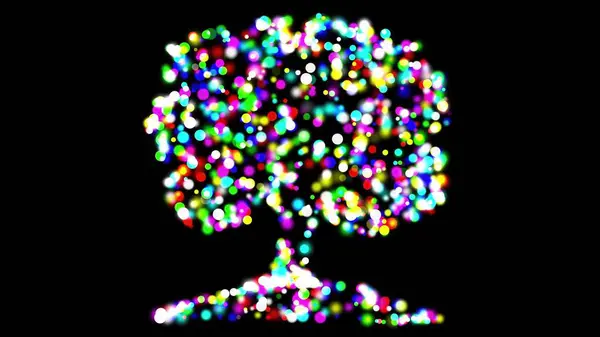 Sade siyah arkaplanda renkli Bokeh ışıklarının güzel bir çizimi