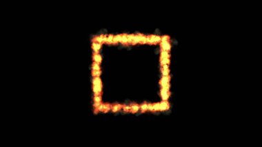 Sade siyah arkaplanda ateş karesinin güzel bir çizimi