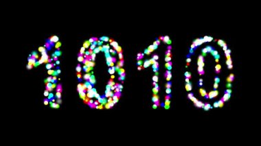 Sade siyah arkaplanda renkli bokeh ışıkları olan 10 numara.