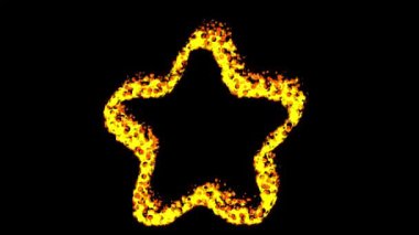 Sade siyah zemin üzerinde yükselen ateş parçacıkları ile yıldız şekli