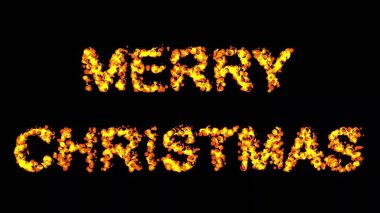 Sade siyah zemin üzerinde ateş parçacıkları olan Mutlu Noeller metninin güzel bir çizimi