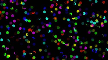 Düz siyah arkaplan üzerinde renkli parçacıkların güzel çizimi