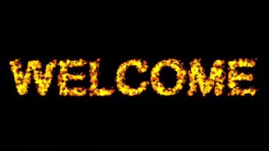 Düz siyah arkaplanda ateş efektli metni karşıla