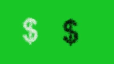 Yeşil ekranlı beyaz ve siyah dumanlı dolar sembolü