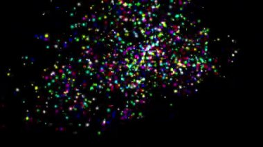Dönen renkli simler, düz siyah arkaplan ile uzayda parıldıyor.