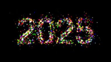 2025 Sade siyah arka planda renkli parıltılarla