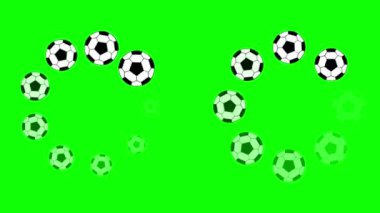 Dairesel tamponlama futbol topları yeşil ekran arkaplanlı hareket grafikleri