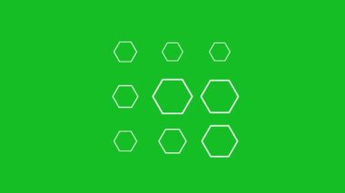 Tamponlu altıgen yeşil ekran arka planına sahip hareket grafiklerini şekillendirir