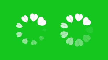 Beyaz kalp yeşil ekran arka planında dairesel tampon oluşturur