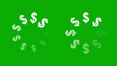 Yeşil ekran arka planında dolar sembolleri tamponlama çemberi