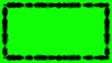 Yeşil ekran arka planında siyah duman dekoratif çerçeve