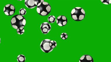 Falling footballs motion graphics with green screen background