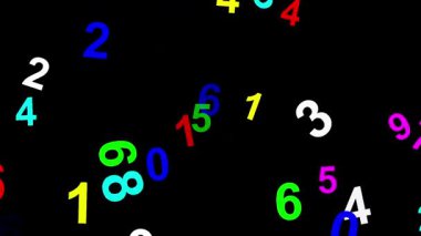 Sade siyah arkaplan ile renkli dijital sayı hareket grafikleri
