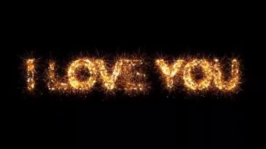 Seni seviyorum sembolü havai fişek efektiyle sade siyah arkaplanda