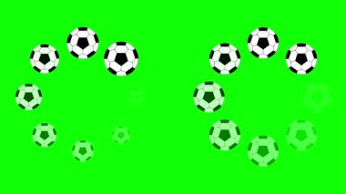 Yeşil ekran arkaplan ile futbol topları hareket grafikleri ile dairesel tampon