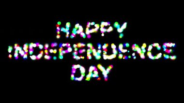 Sade siyah arkaplanda renkli bokeh ışıkları olan Bağımsızlık Günü metniniz kutlu olsun.