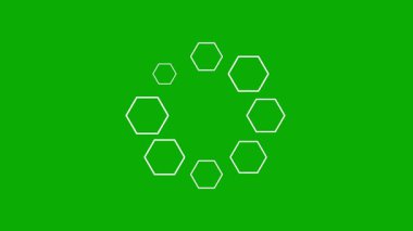 Yeşil ekran arka planında altıgen şekilli dairesel tampon