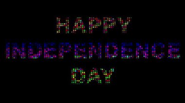 Sade siyah zemin üzerinde renkli piksel parçacıkları olan Bağımsızlık Günü metniniz kutlu olsun.