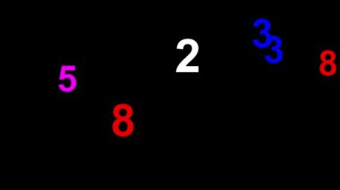 Sade siyah arkaplan ile renkli dijital sayı hareket grafikleri