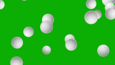 Düşen golf topları yeşil ekran arkaplanlı hareket grafikleri